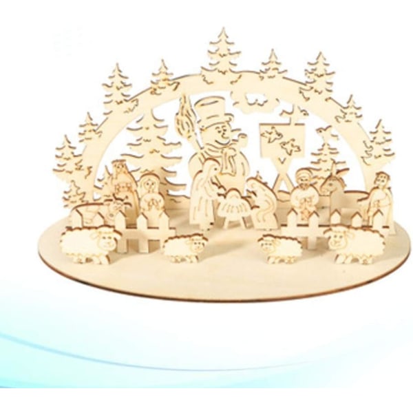 Julepynt Tre Nativity Scene Skrivebord DIY Jule F