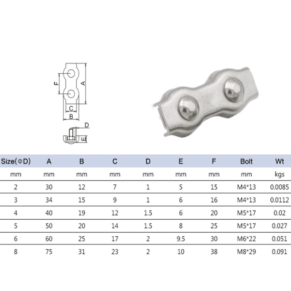 M2 Duplex Clips Kabelbinder 304 Rustfrit Stål Duplex Line Clips