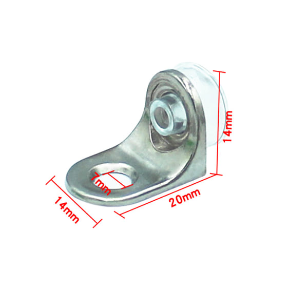 20 stk Glasshyllebraketter Høyre Vinkelbraketter med Suging