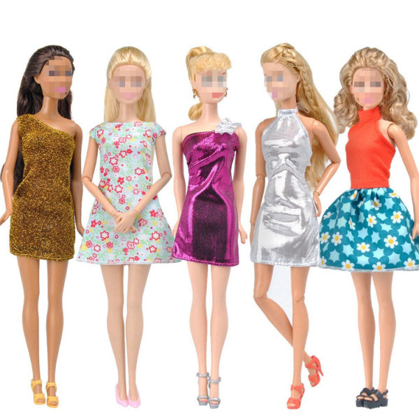 5 stykker Barbie Tøj Tilbehør Dukke Brudekjole Prinsesse D