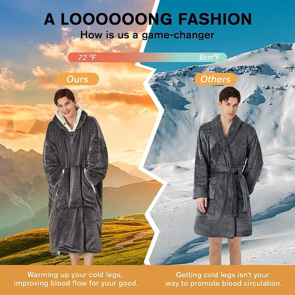 Oversized Hettegenser med Pledd, One Size Fits All (Grå) Flanell