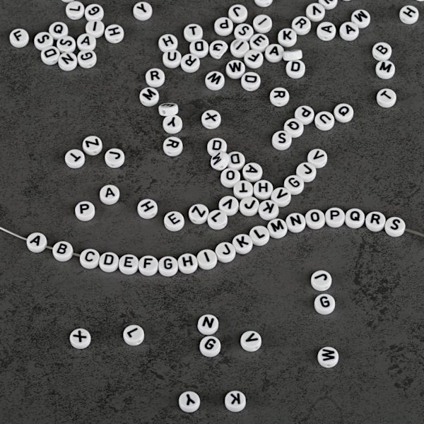 Festpynt 1200 stk Bogstavperler 7mm Runde Alfabetet Spa DXGHC