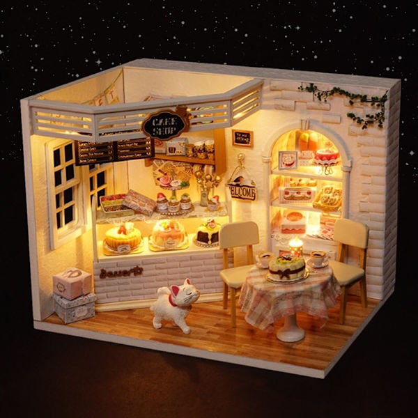 Romantisk och söt dockhusminiatyr DIY-huskit Kreativt rum