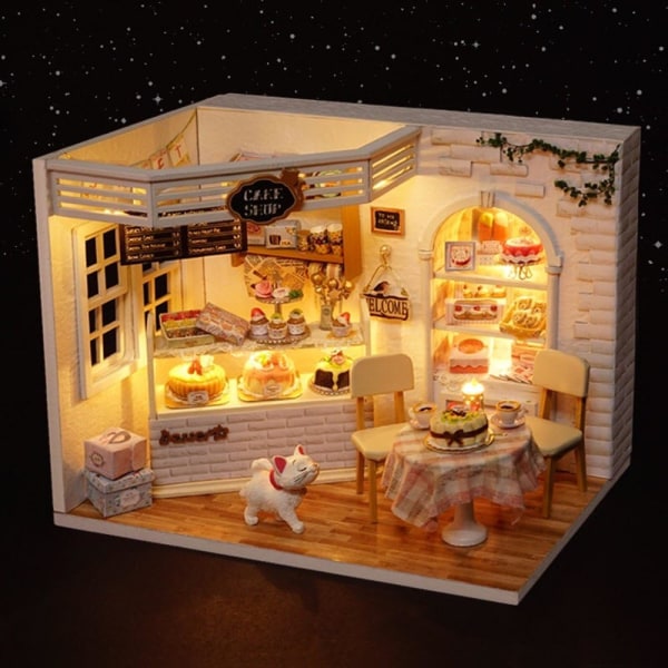 Romantiskt och sött Dollhouse Miniatyr DIY House Kit Creative Room