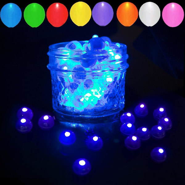 50 stycken blå LED-ballonglampor, runda LED-kullampor, micr