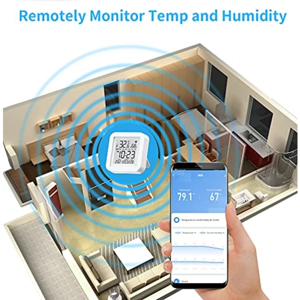 Smart WiFi-temperaturfuktighetsmonitor: Trådlös temperaturbrum