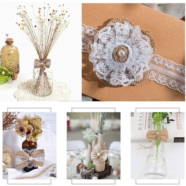 24 stycken säckvävsflugor DIY Jutefluga Retro Säckvävsfluga