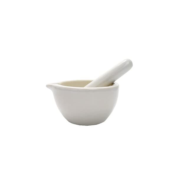 Set med 1 Mortel med Stöta - 100 ml - Porslin - Perfekt för Lab