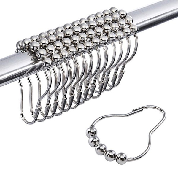 24 Dusjgardinringer til Bad - Rustfritt Stål, Krom