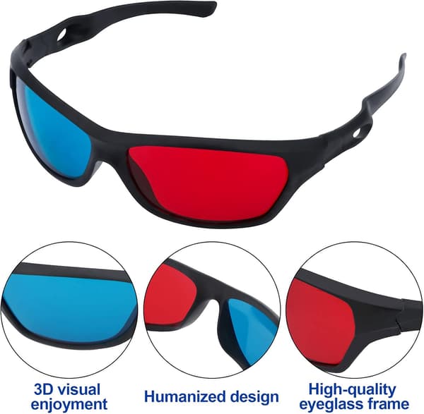 4-pack Röda Blå 3D Stereoskopiska Glasögon, Filmspelglasögon