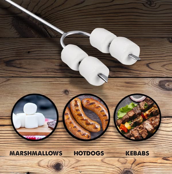 Marshmallow-stekepinner | Sett med 5 ekstra lange uttrekkbare pinner for camping