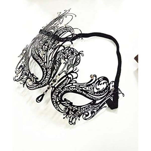 Maskeradmask för kvinnor Ultralätt Metallmask Glansig Metall Rhinestone