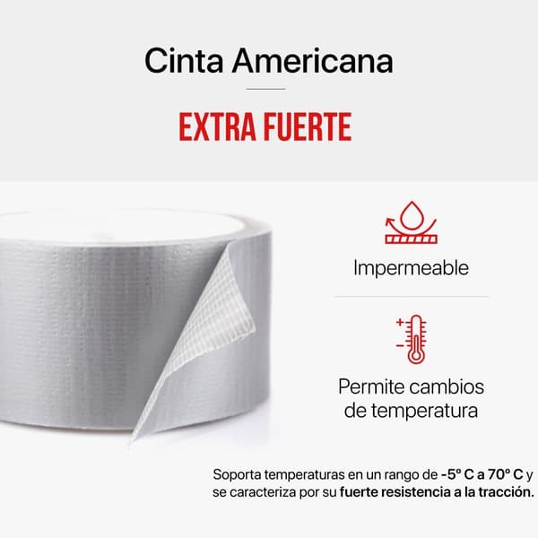 Extra stark silvergrå amerikansk tejp 5 cm x 20 meter/vatten DXGHC