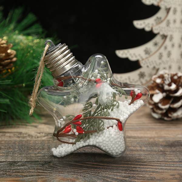 6 stk. Julepynt LED Lysende Pentakel Chr