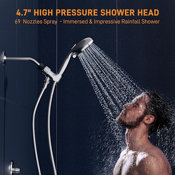 Suihkupää käsisuihkulla - 9 tilaa + Jet Power Wash 4.7\" Sade