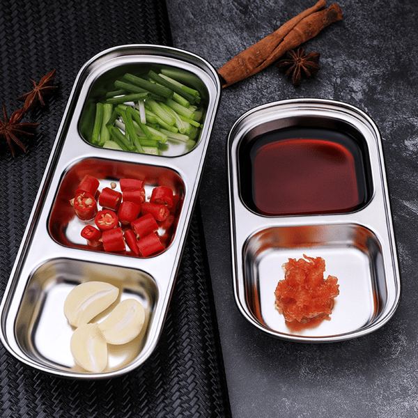 Såsskål i Rostfritt Stål - Soja, Tomatsås, Salt, Vinäger, Socker