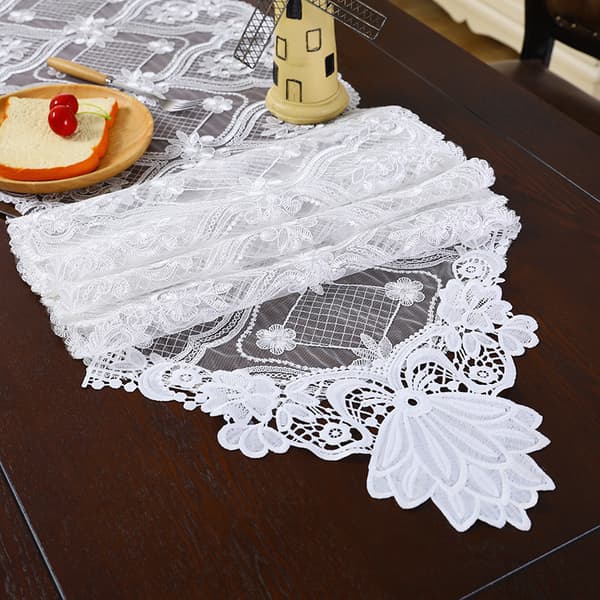 1 Stykke Bomuld Crochet Lace Rektangulær Bordflag Kommode Sjal Ta
