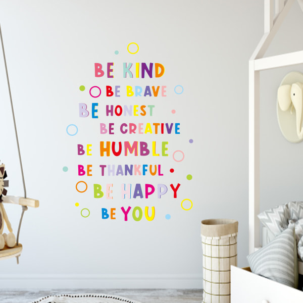 Inspirerande engelska väggdekaler - Var glad, var dig själv - Living Roo