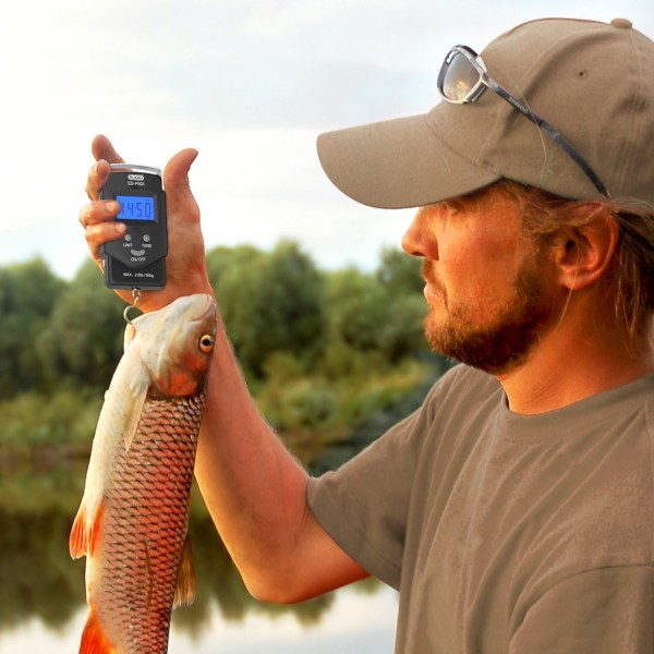 Fiskeskala med baggrundsbelyst LCD-display 110lb/50kg Fiskeskala med