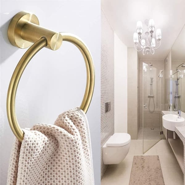 2 stk. Toiletpapirholder Håndklæde Ring Børstet Guld Badeværelse Har