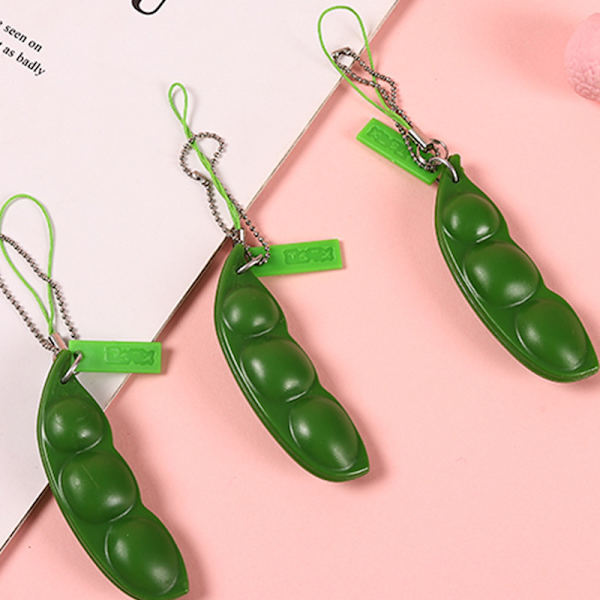 3 kappaleen edamame-avainperä fidget-leluja - Purista papua herne soijapapu lelulahja