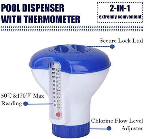 5 Tums Flytande Klor Dispenser för Pool, Spa, Badtunna (Blå