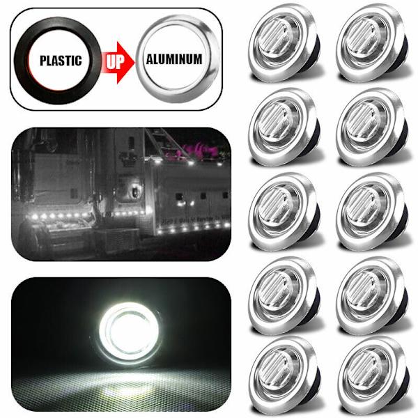 10 kpl 3/4\" 12V Merkkivalo LED Kuorma-auton Perävaunun RV Pyöreä Sivu Luoti