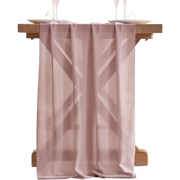 10ft Dusty Rose Chiffon Bordløber 29x120 Tommer Bryllup Sheer