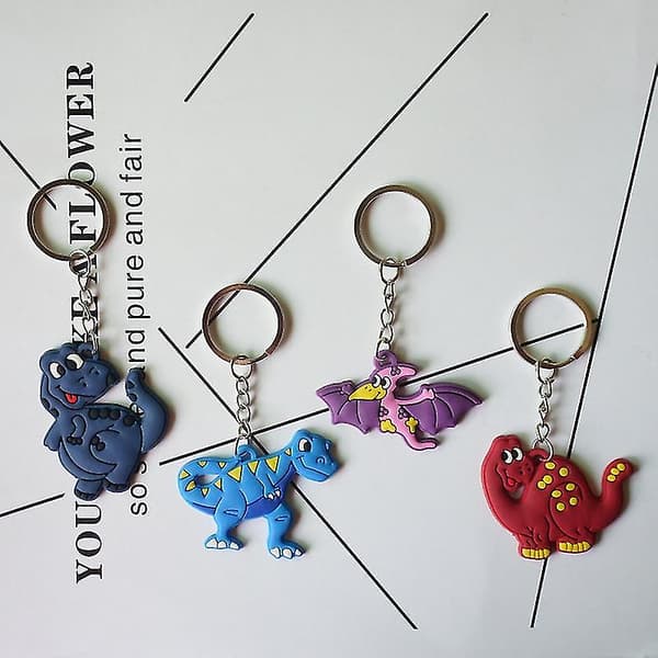 8pcs Keychains, Key Rings, Cute Rubber Dinosaur Key Chains Fo DXGHC