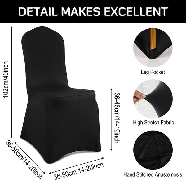 Svart Elastisk Feststoltrekk Stolhett 1 stk Vaskbar Universal Dini