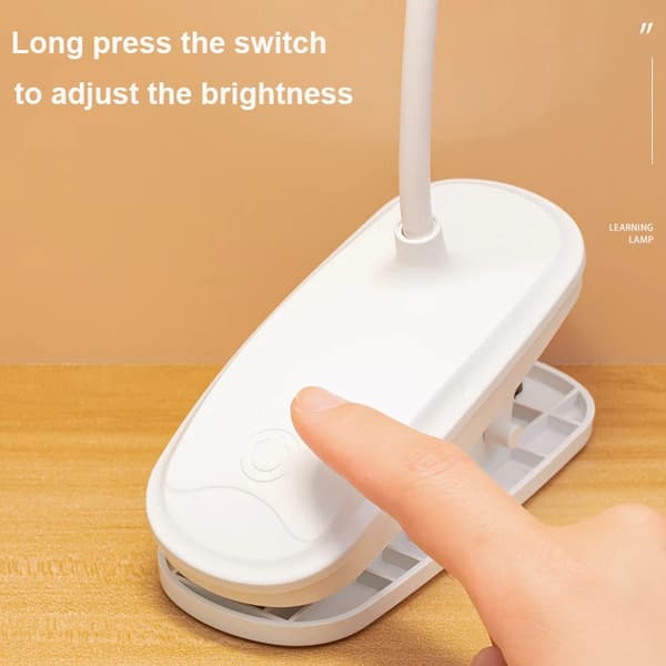 LED-bordlampe med øyevern, klips, USB-oppladbar