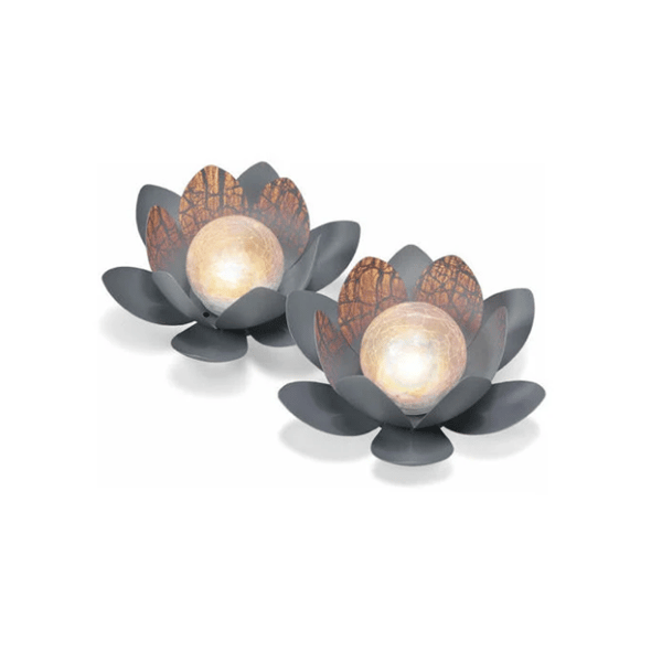 Solcelle Lotus Blomster Hage Lampe Varmt Hvit