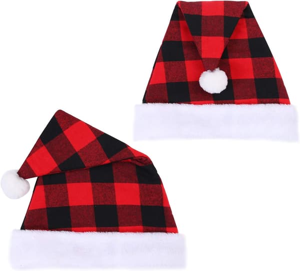 3-delt Julehat Plaid Julehat Deluxe plys hat til Ch