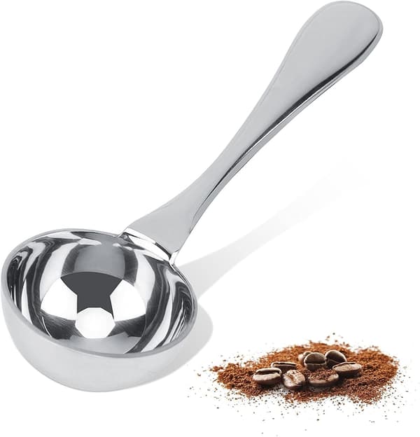 Kaffemåleskje, Kaffeskje i rustfritt stål, malt kaffe