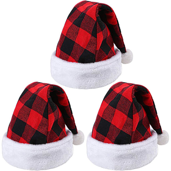 3-osainen jouluhattu Ruudullinen jouluhattu Deluxe-pehmohattu