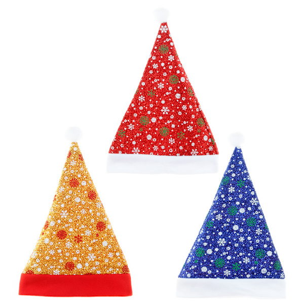3 tomteluvor Färgade snöflingor borstad tyg flanell blå tomte h