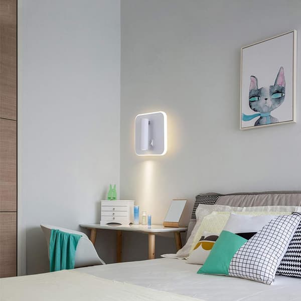 LED Vegglampe, 9W, Sengelampe med USB-lading