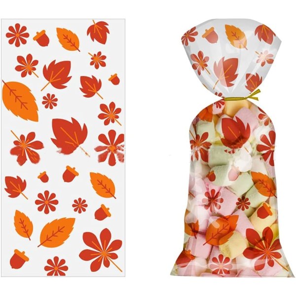 100 Thanksgiving Cellofan Snack Bag Autumn Harvest Party Biscui