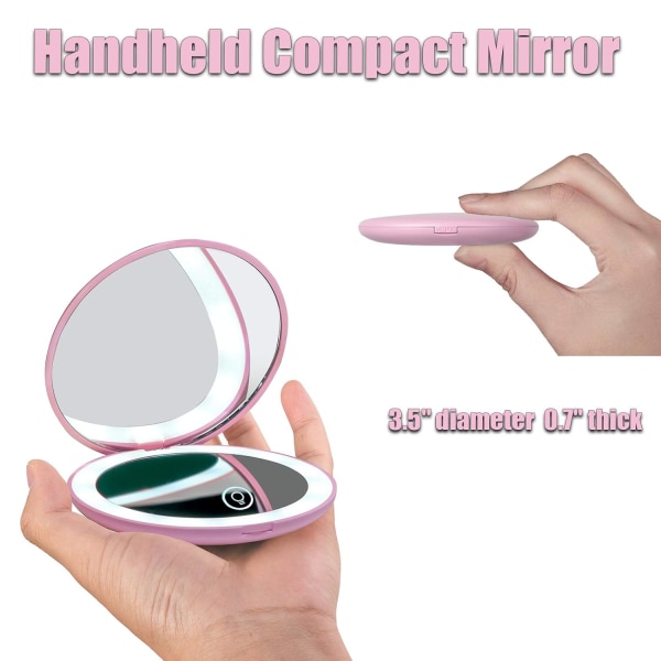 Led Compact Mirror, Uppladdningsbar 1x/10x förstoring Compact Mir