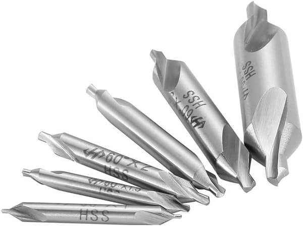 6 st HSS-centreringsborr, 1/1,5/2/2,5/3/5mm 60 graders centreringsborr