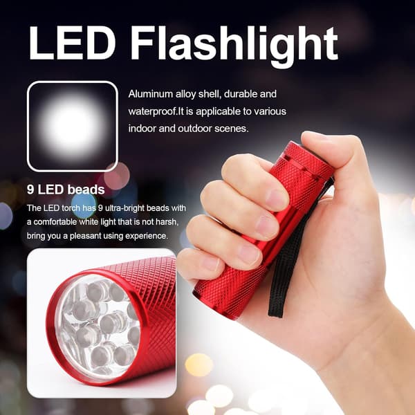 4 kpl LED-taskulamppua, mukana mini taskulamppu, vedenkestävä taskulamppu K:lle