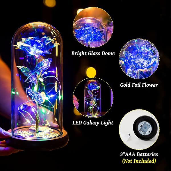 Led Fortryllet Galaxy Rose Evig 24k Gullfolie Blomst Med Fe