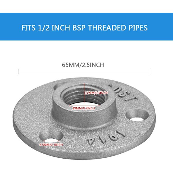 10 kpl 1/2\" Kierteillä Varustettu Laippa - Liitäntälaippa 3 Reiällä