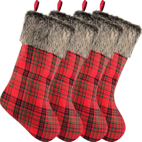 4 stycken julstrumpor Julstrumpor för mantel, eldstad, hängande