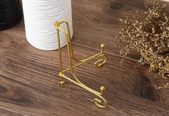 (2-pack) 4 tum järnvisningsställ, guld litet järnstaffli tallriksdisplay