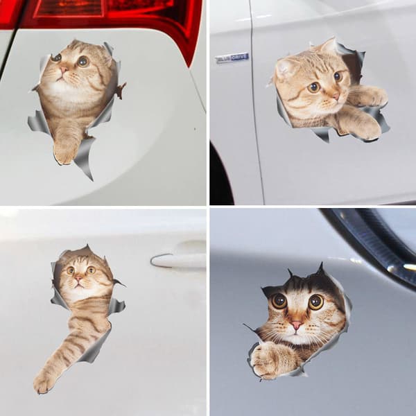 4-pack 3D Väggdekaler Katt Självhäftande, Barnväggdekaler/