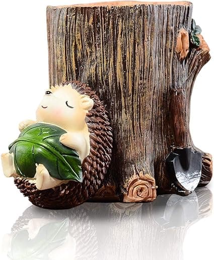 Söt igelkott skrivbords-pennställ tandborstställ resin desktop