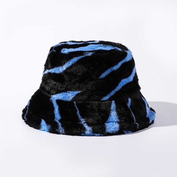 Pelshat, Fluffy Bucket Hat, Vinterfiskerhat til Kvinder og Piger - Blå
