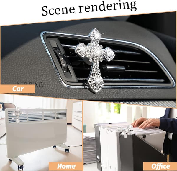 Bling Bil Luftventil Klipp Krystall Kors Rhinestone Bil Air Condition