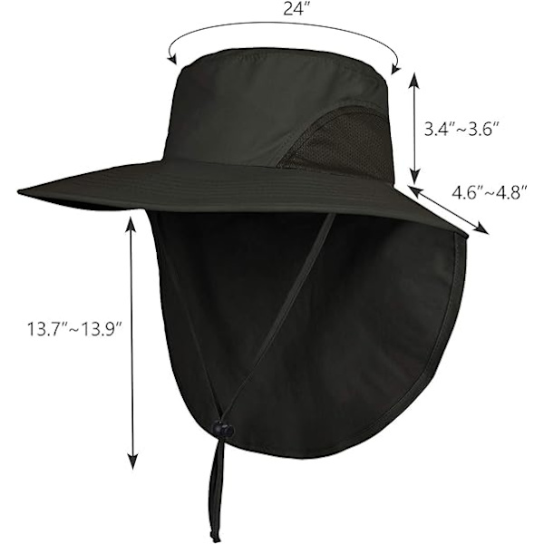 Unisex Solhatt för Utomhus, Solskydd, Fiskehatt, Bred Brätte, Halsklaff